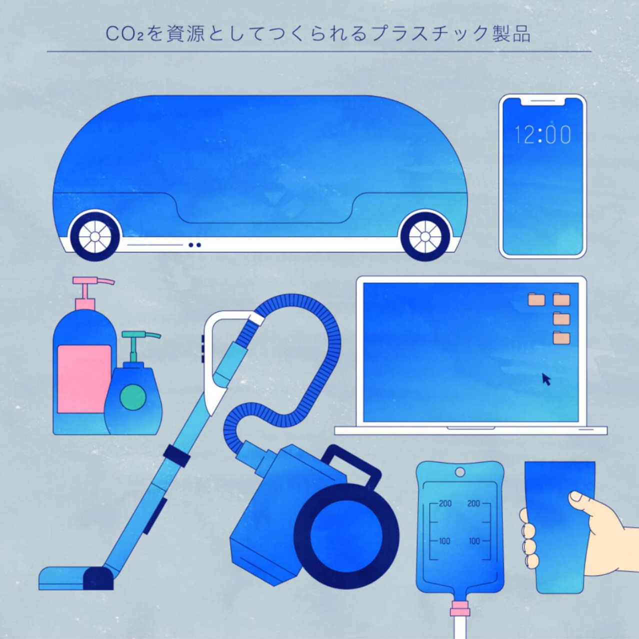 CO₂を資源としてつくられるプラスチック製品